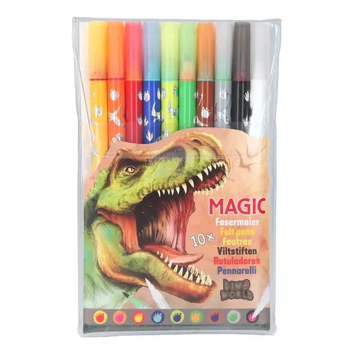 Dino World Magic Doppelfasermaler-Set, 10 Stifte