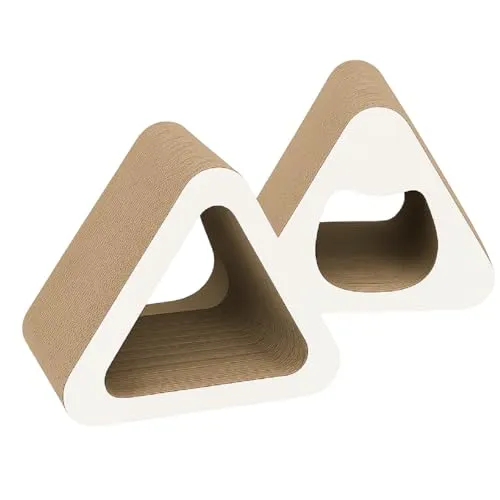 QLS Katzenmöbel aus Wellpappe – 34×42×34 cm – Kratzbrett, Katzenhöhle, Liegeplatz mit Katzenspielzeug & Katzenminze