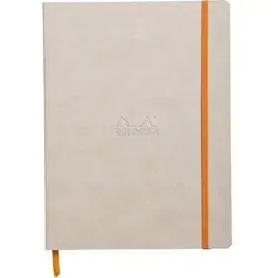 Rhodia 117505C Notizheft - 80 Blatt, liniert, 19 x 25 cm, stilvolles beige Softcover mit geprägtem Logo und praktischer Innentasche