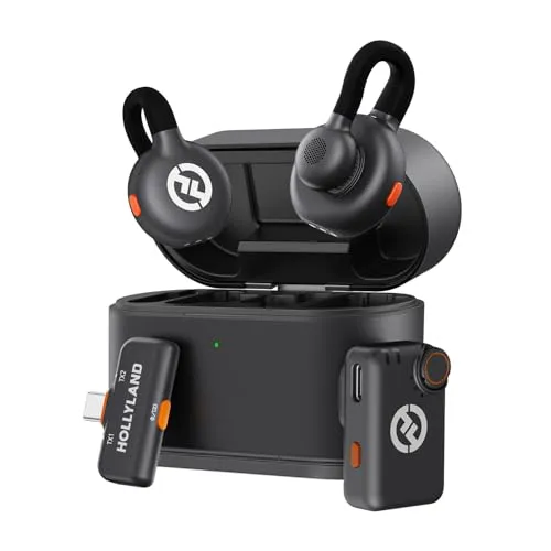 Hollyland Lark M2S Mini Combo (Kamera RX+Type-C RX) Kabelloses Mikrofon für Kamera/iPhone/Android/Laptop, 7 g leicht, Titan-Clip, 300 m Reichweite, Content Creators, Online-Unterricht, Streaming