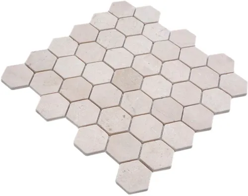 Mosaik Fliese Marmor Naturstein beige Hexagon Botticino WB42-1212 | 1 Matte