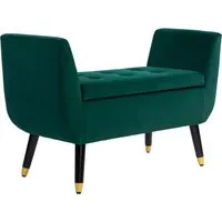 HOMCOM Sitzbank mit Stauraum und Armlehnen, Samtartiges Polyester - Sitzbänke mit glamourösem Vintage-Look und praktischem Stauraum für Bücher oder Decken. Ideal für Eingangsbereich, Wohnzimmer oder Schlafzimmer.