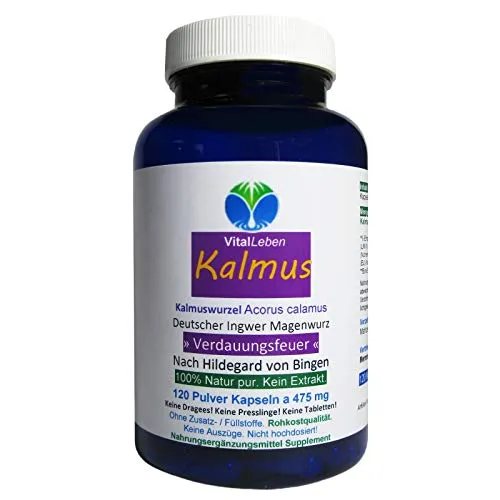 Kalmus-Wurzel Magenwurz Kapseln - Natürlicher Magenbitter für Verdauung - 120 Kapseln mit gefriergetrockneter Kalmuswurzel, die die Verdauung anregt. Ideal für Ayurveda-Fans, ohne Zusatzstoffe und glutenfrei, für ein besseres Wohlbefinden.