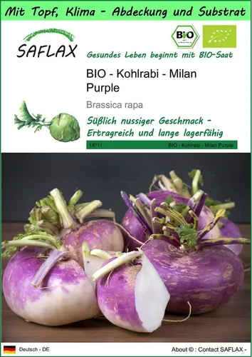 SAFLAX Gemüsesamen SAFLAX - Garden to go - BIO - Kohlrabi - Milan Purple