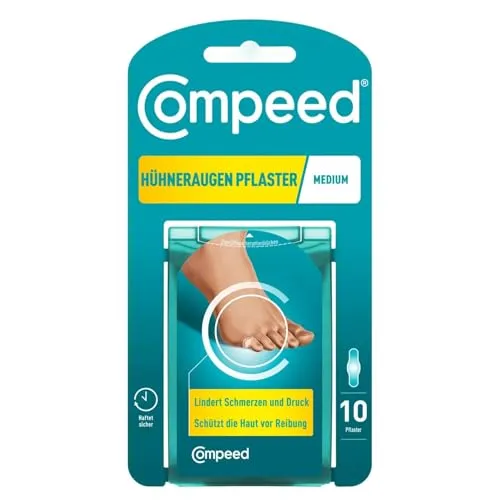 Compeed Hühneraugenpflaster Medium – 10 Hydrokolloid-Pflaster für effektive Schmerzlinderung