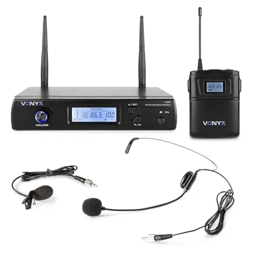 Vonyx WM61B BodyPack mit Headset und Empfänger - 16 UHF-Kanäle
