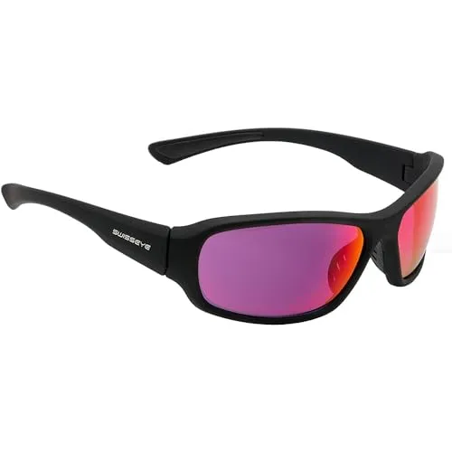 SWISSEYE Freeride Sportbrille (100% UVA-, UVB- und UVC-Schutz, Nasenbereich & Bügelenden gummiert, splitterfreies Material TR90, inkl. Mikrofaserbeutel), black matt/black