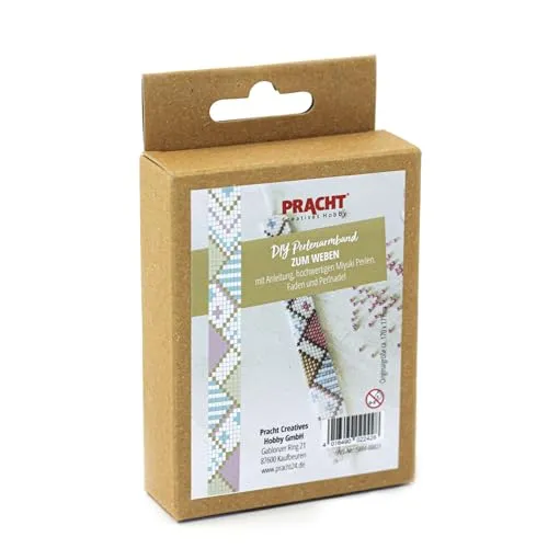 Pracht Creatives Hobby 5884-00021 - DIY Bastelset zum Gestalten eines Perlenarmbands, mit weißen und bunten Miyuki-Perlen, Gesamtgröße ca. 17 x 1,7 cm
