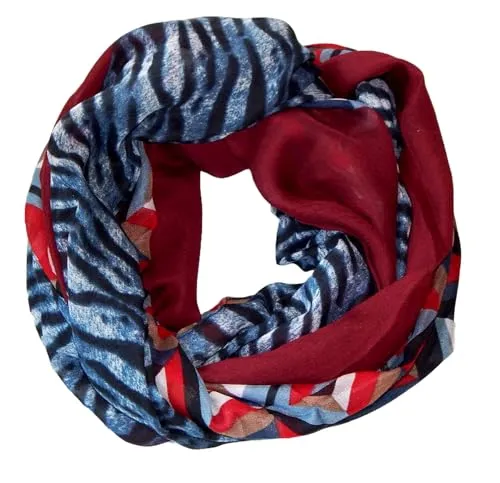 GIL-DESIGN XXL LOOP SCHAL SCHLAUCHSCHAL RUNDSCHAL HALSTUCH TÜCHER AUSWAHL HERBST WINTER 2023-2024 (Leopard Muster Bordo Schwarz Rot Weiß)