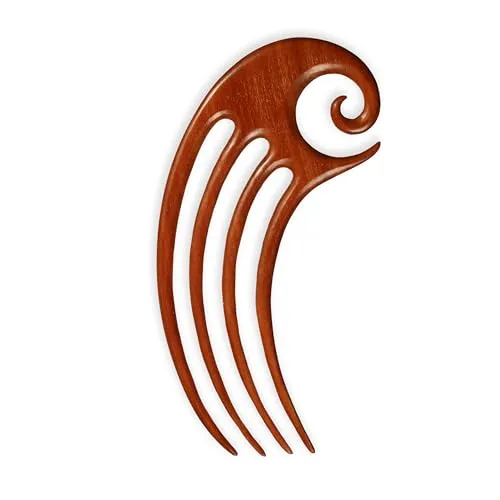 ISLAND PIERCINGS Haarnadel Haargabel Handarbeit aus Holz Maori Koru Spirale HN322