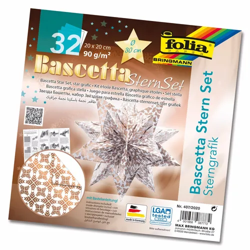 Bastelset Bascettastern  / Sterngrafik türkis, 20 x 20 cm 407/2020, #7708