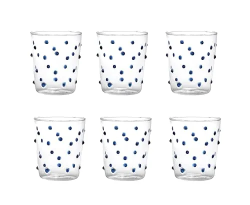 Zafferano Set 6 Party Wassergläser mit blauen Tupfen in blau von Zafferano