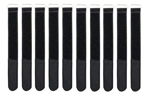 Infitronic INPKB4040BLK - 10 x Klett-Kabelbinder mit Metall-Öse Klett/Flausch auf UNTERSCHIEDLICHEN Seiten (40 x 400 mm Schwarz)