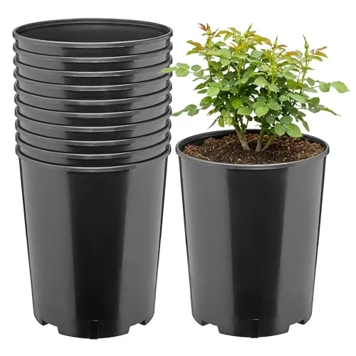 Garronda Blumentopf rund Kunststoff Ø18 x 21,5 cm (4L) 10er Set mit Drainagelöchern Pflanztopf Robustes PP Pflanzgefäß für Garten Gewächshaus Balkon Anzucht Innen Außenbereich Schwarz GD-0204