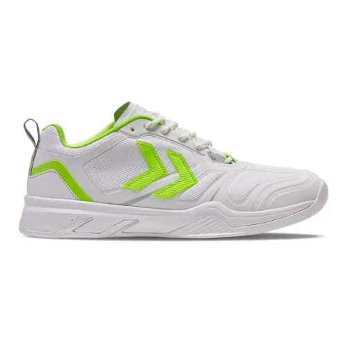 hummel Hallen-Indoorschuhe Uruz 2.0 - Dämpfung und Komfort für Herren - Badmintonschuhe Herren mit Neopren-Kompressionsbootie und recyceltem Mesh für Nachhaltigkeit. Erlebe höchsten Komfort durch die Ortholite Innensohle und TPU-Hotmelt-Stütze für optimalen Halt.