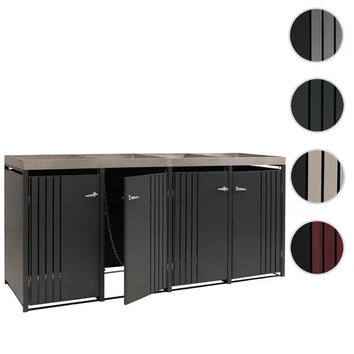 Mendler 4er-Mülltonnenverkleidung HWC-O67 - Mülltonnenbox mit Pflanzkasten, stabil und abschließbar, ideal für 4 Mülltonnen (80-240l), sorgt für Ordnung und ästhetisches Design im Außenbereich.