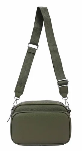 ITALYSHOP24 Schultertasche Damen Umhängetasche Brusttasche Cross Over Body Bag Handy Clutch (Spar-Set Clutch-Tasche mit einem breitem Muster Stoffgurt/Umhängeband, Leder Optik), viele Fächer, Freizeit Damentasche Reise Leder Optik Kosmetiktasche