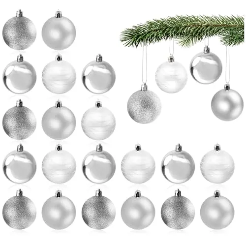 com-four® 20x Weihnachtskugeln, Christbaumkugeln bruchsicher aus Kunststoff für Weihnachten, Baumschmuck für den Christbaum mit Anhänger, Ø 6 cm
