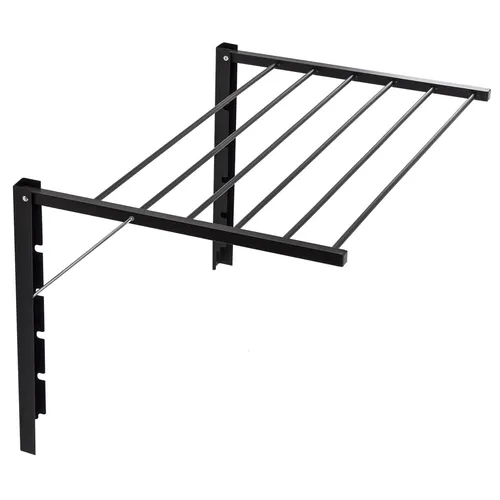 Wandwäschetrockner Majka 70cm Schwarz - Wäscheständer Majka, klappbar und platzsparend für drinnen, ideal für kleine Räume und moderne Einrichtungen.