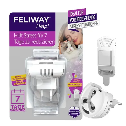 Feliway Help Start Set für Katzen - Arzneimittel zur Förderung der Entspannung bei Katzen, reduziert unerwünschte Verhaltensweisen und wirkt präventiv bei Konflikten. Ideal für stressige Situationen, hält bis zu 7 Tage.