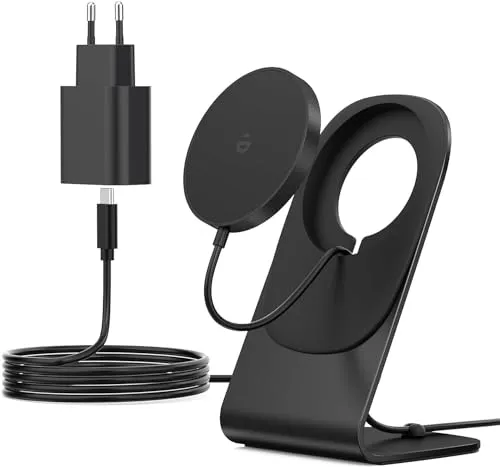 Ladegerät,Induktionsladegerät,induktive ladestation,Wireless Charger mit iPhone ladestation,magnetisch Kabellos Schnellladegerät kompatibel für iPhone 17/16/15/14/13/12 Pro Max Schwarz
