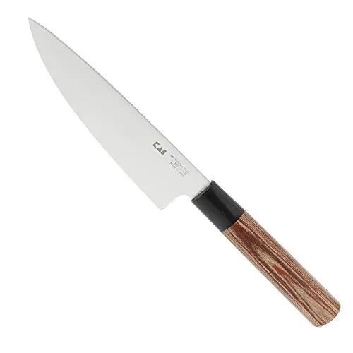 KAI Seki Magoroku Redwood Kochmesser 15 cm - Handgefertigt in Japan - Kochmesser aus hochwertigem 1K6 Edelstahl, mit einer Rockwell-Härte von 57 HRC. Ergonomischer Pakkaholzgriff für präzise Handhabung und herausragende Schärfe – ideal für Hobbyköche und Profis.