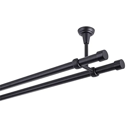 Gardinenstange schwarz 180 cm 2-läufig aus Metall von MDEKOR
