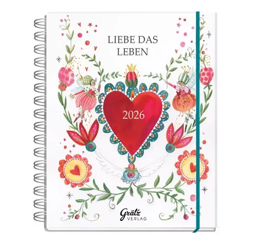 Taschenkalender Liebe das Leben 2026 - Digitale Kunst: Inspirierender Taschenkalender für 2026, der positive Lebensweisheiten vermittelt und Ihre Planung kreativ unterstützt.
