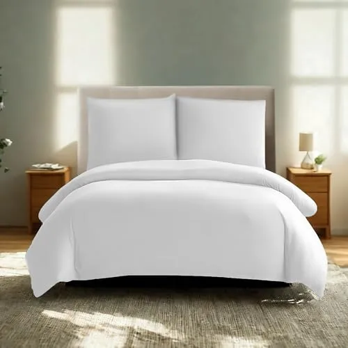 Komfortec Premium Bettwäsche 240x220 mit 2 Kissenbezug 80x80 cm Set aus Gebürstetes Mikrofaser - Weiß