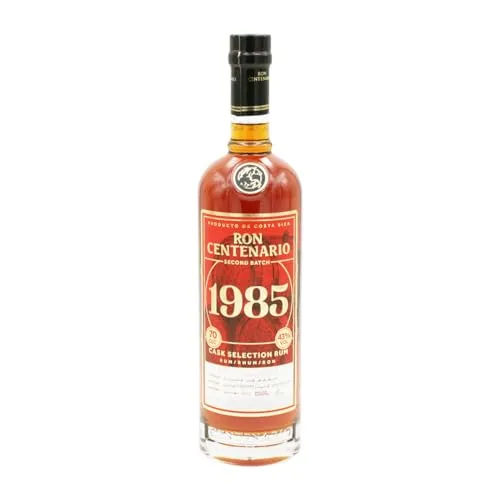 Ron Centenario 1985 43 % Vol. - Exklusiver Melasse-Rum aus Costa Rica, speziell für das 35-jährige Jubiläum kreiert. Ein seltener Blend mit Frucht-, Rauch- und Holznoten, gereift in Whiskyfässern.