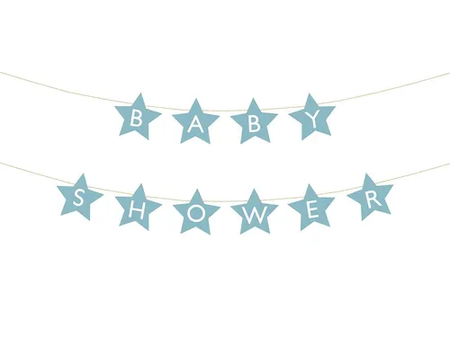 partydeco Girlande, Baby Shower Girlande Banner aus Papier 16,5x290cm blau