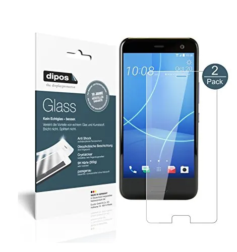 dipos I 2X Displayschutz klar kompatibel mit HTC U11 Life Schutzfolie 9H Anti-Shock