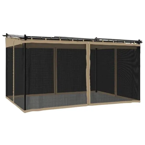 vidaXL Pavillon mit Schiebedach und Moskitonetz - Robuster Pavillon für Terrasse und Garten, mit einziehbarem Dach und Moskitonetz für optimalen Sonnenschutz und lästige Insektenfreiheit.