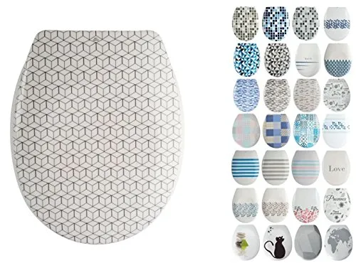 MSV WC Sitz Duroplast mit Absenkautomatik (Mosaik) - WC-Sitz aus hochwertigem Duroplast mit integrierter Absenkautomatik für leises Schließen. Einfach zu montieren dank Clip-System und reinigungsfreundlicher Oberfläche.