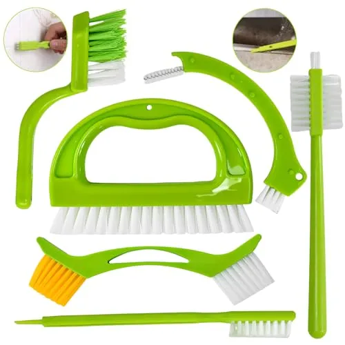 VGECEE 6 Stück Reinigungsbürsten Sset Eckenreinigungsbürste- Multifunktionale Fugenbürste Cleaning Brush Bathroom Fugenreinigungsbürste Dusche Hartborsten Ecken Reinigungsbürste für Küchen,Bad,Fliesen