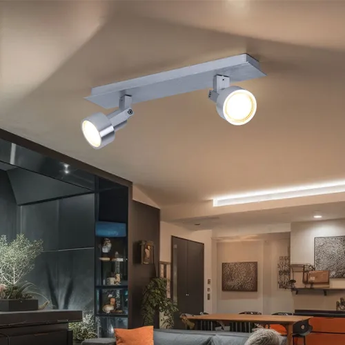 Spotleuchte Deckenlampe Wohnzimmerleuchte Strahler verstellbar LED 2x GU10 Chrom