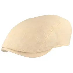 Breiter Schiebermütze Feine sportive Sommer Cap aus 100% Leinen beige 60