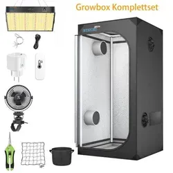 Produktbild Growbox Komplettset 80x80x160cm mit 100W LED Pflanzenwachstumslampe