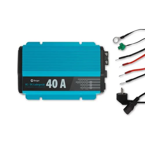 BERGER AC/DC Ladegerät BCA | 12V Batterieladegerät für LiFePO4 & Blei-Säure | Batterie Ladegerät für Autobatterie Kfz Vollautomatisch | leiser Betrieb | Kfz Ladegerät (40 A)
