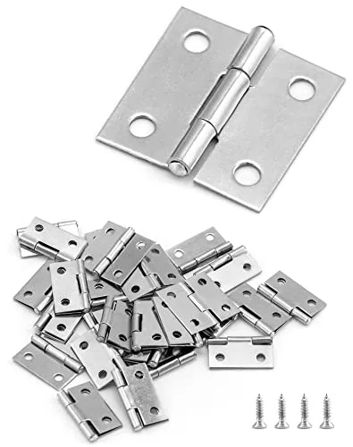 QWORK 40 Stück Mini Scharnier 25 mm, Faltbare Türscharniere, Kleine Möbelscharniere, Edelstahl, mit 160 Schrauben für die Reparatur von Haustüren, Fenstern