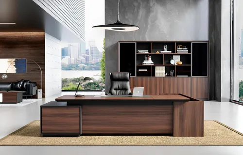 Edler Chef Schreibtisch Designer Ecktisch aus Holz - Hochwertiger Ecktisch für Ihr Büro, Maße: 280 x 200 x 75 cm, stilvolles Design und robuste Verarbeitung für eine ansprechende Arbeitsumgebung.