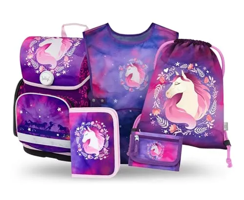 Baagl Schulranzen Set 5-teilig für Mädchen
