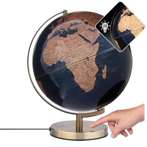 Stellar Light Touch – LED-Leuchtglobus - Entdecken Sie den STELLAR LIGHT TOUCH, einen 30 cm großen LED-Leuchtglobus mit Touchfunktion. Drei stufenlos einstellbare Helligkeiten und ein detailreiches Kartenrelief machen ihn zum perfekten Designobjekt für Bildung und Stil.