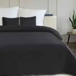 Tagesdecke Steppdecke Bettüberwurf Zweiseitige Samt Velvet Amarante Schwarz 010 220x240+2x40x40 - Schwarz