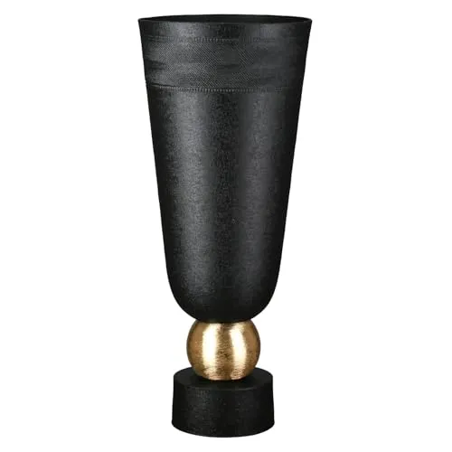 Casablanca Vase Nama - Aluminium - schwarz Craqueliert - Konisch - Höhe 40cm x Ø 17cm