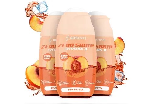 Neosupps Zero Sirup - Peach Ice Tea 3x65ml Sirup, 195 ml, Ohne Zucker, Ohne Kalorien