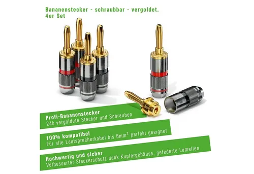 conecto conecto CC50640 Bananenstecker High-End Professionell (100% Kupfer) Audio-Kabel