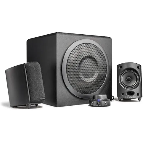 wavemaster Moody BT 2.1 Lautsprecher System - Lautsprecher-Systeme mit 65W Leistung und 16,5 cm Subwoofer für kraftvollen Sound und präzise Klangsteuerung – ideal für Musik, Gaming und Filme.