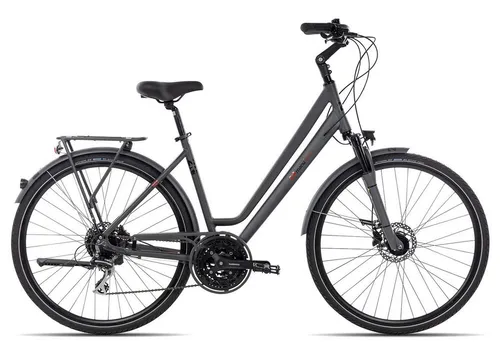 2R Manufaktur Trekkingrad TLX24 Trapez, 24 Gang Shimano Acera RD-M360 Schaltwerk, Kettenschaltung, Damenrad 28 Zoll schwarz/grau