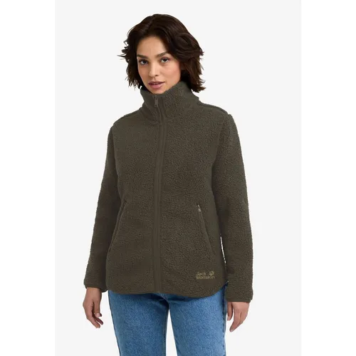 Jack Wolfskin High Curl Jacket Women - Funktionsjacke für Damen aus warmem SHERPA Fleece 300 in Lammfelloptik, mit hohem Kragen und praktischen Seitentaschen für extra Wärme.